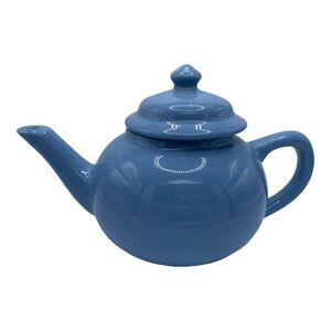 light blue mini ceramic teapot Homer Laughlin USA lead free